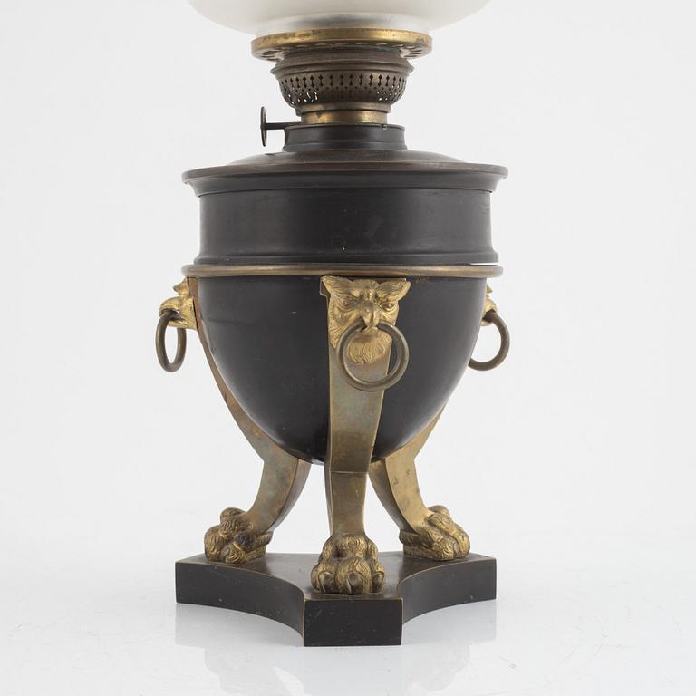 a table kerosene lamp, Empire style, early 20th century.