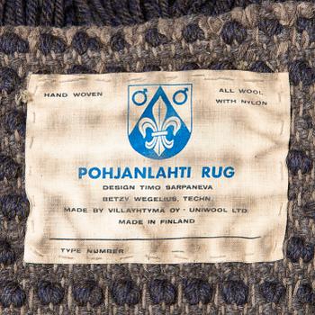 Timo Sarpaneva, An early 1960s Pohjanlahti rug / carpet manufactured by Villayhtymä Oy - Uniwool Ltd. Circa 400x200 cm.