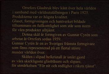 SKÅL, glas. Gunnar Cyrén, Orrefors.