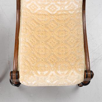 Swan-neck chairs, a pair, circa 1850.