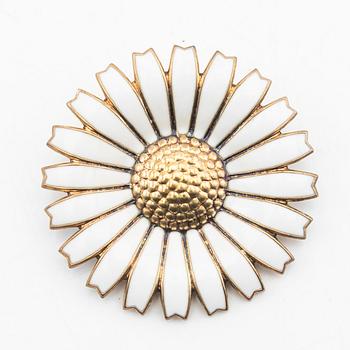 Brooch, gilded silver and enamel, "Daisy", A. Michelsen, for Georg Jensen, Denmark.