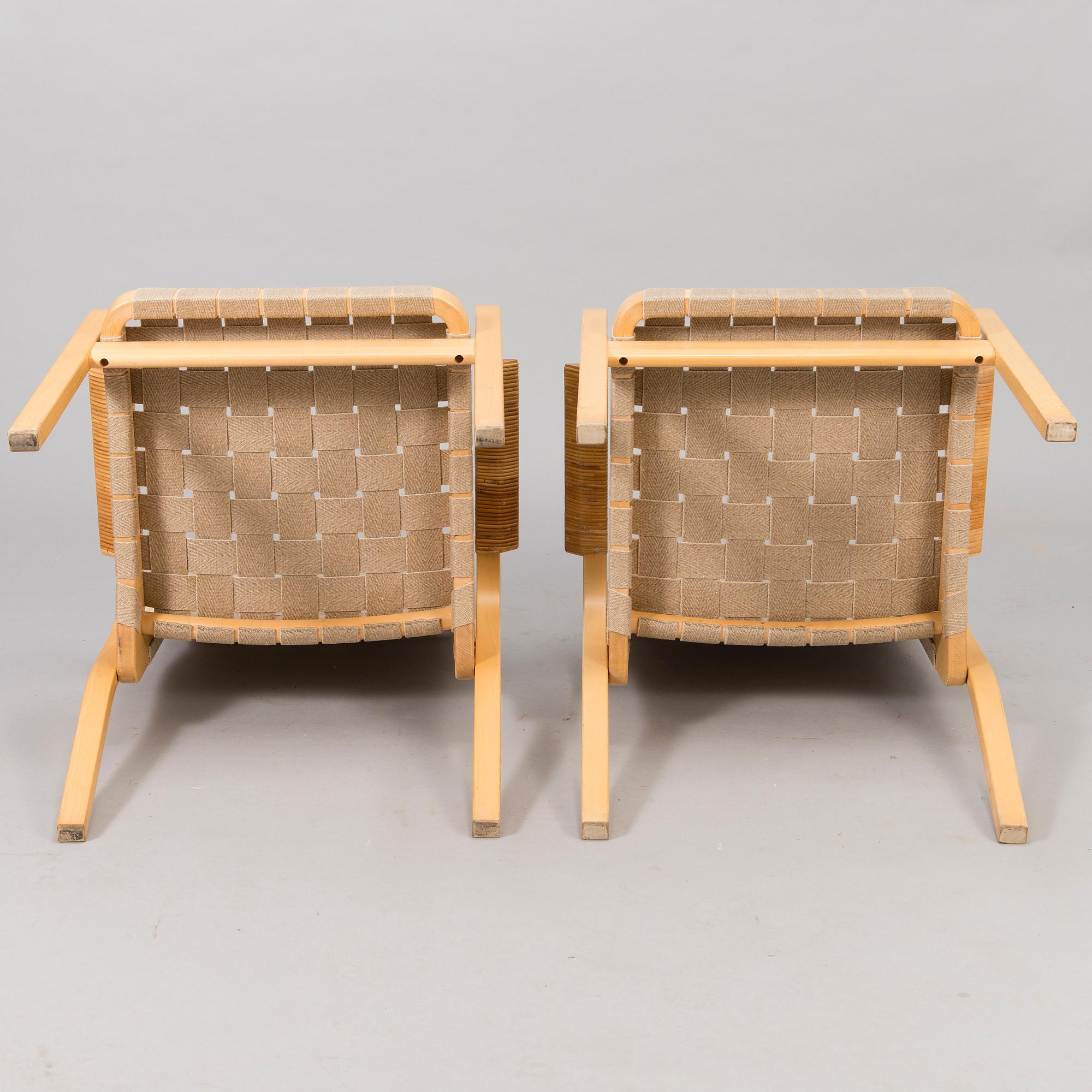 ALVAR AALTO, A set of four '45' armchairs, Artek, Finland 1980s.