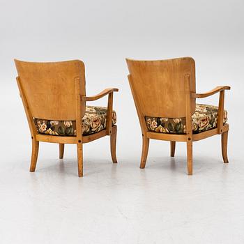 Einari Kyöstilä, fåtöljer, ett par, Oy Stockmann Ab, Kervo Snickerifabrik, Finland, 1940-tal.