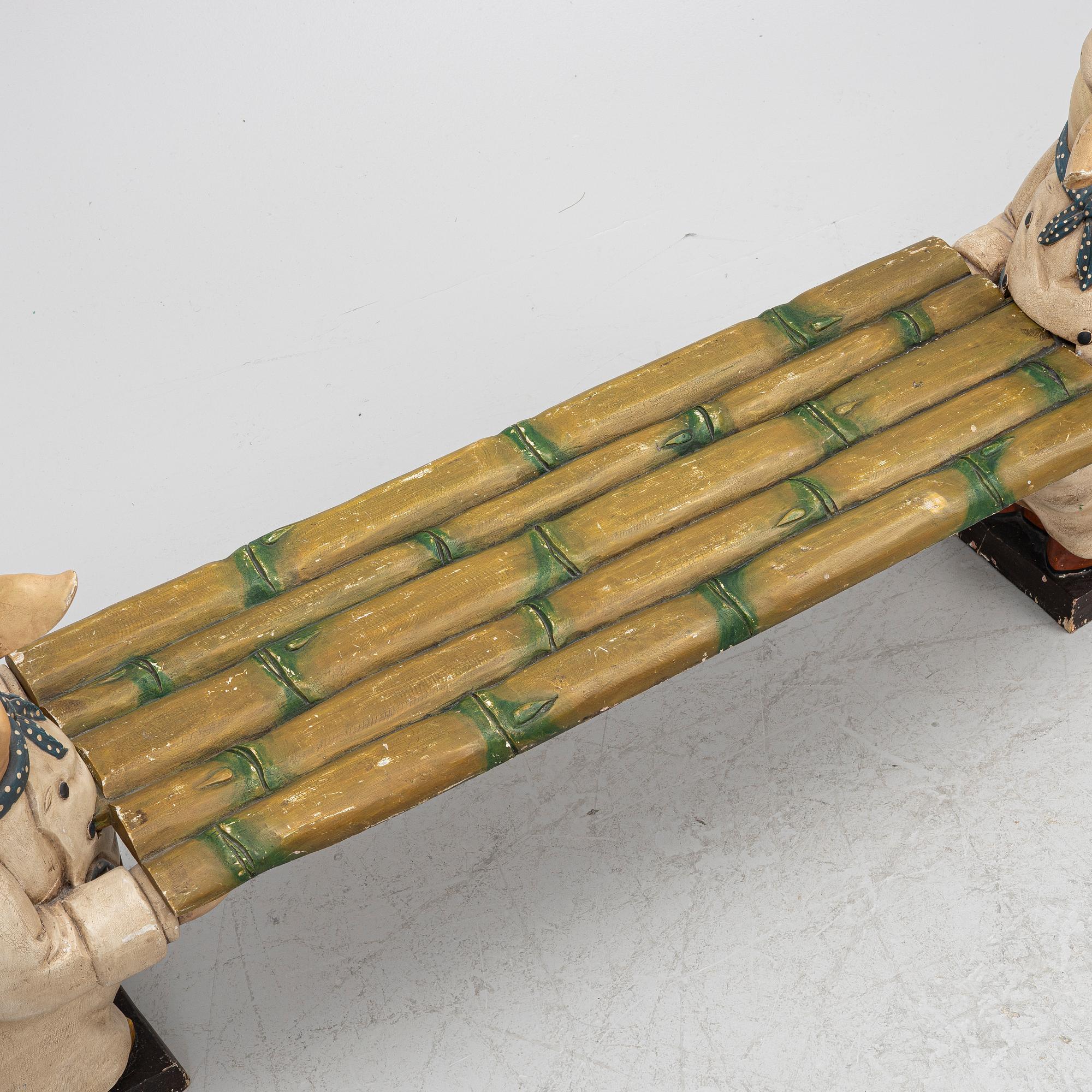 Bench with pigs, likely England, late 20th century.