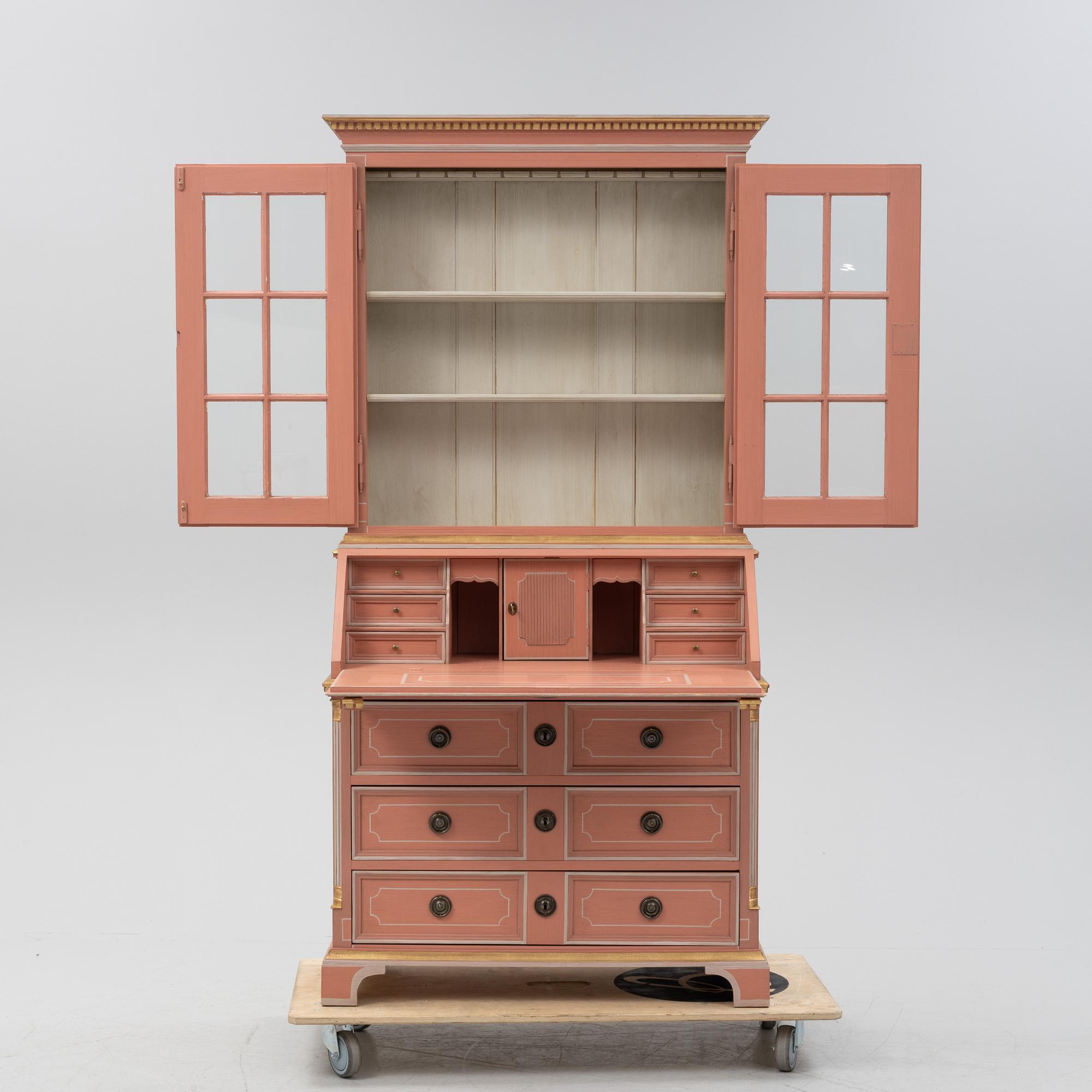 A Gustavian style writing cabinet, end of the 20th Century.