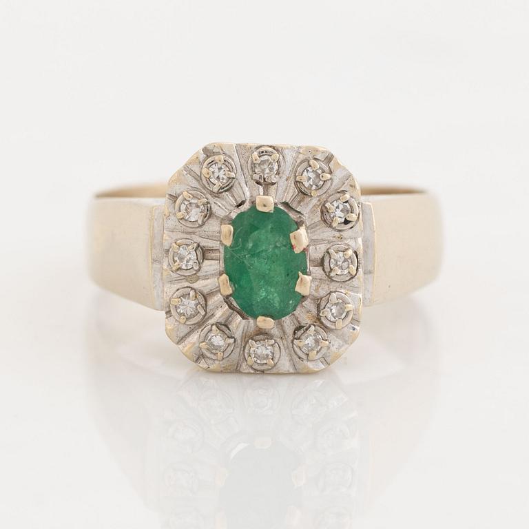 Emerald and diamond ring.