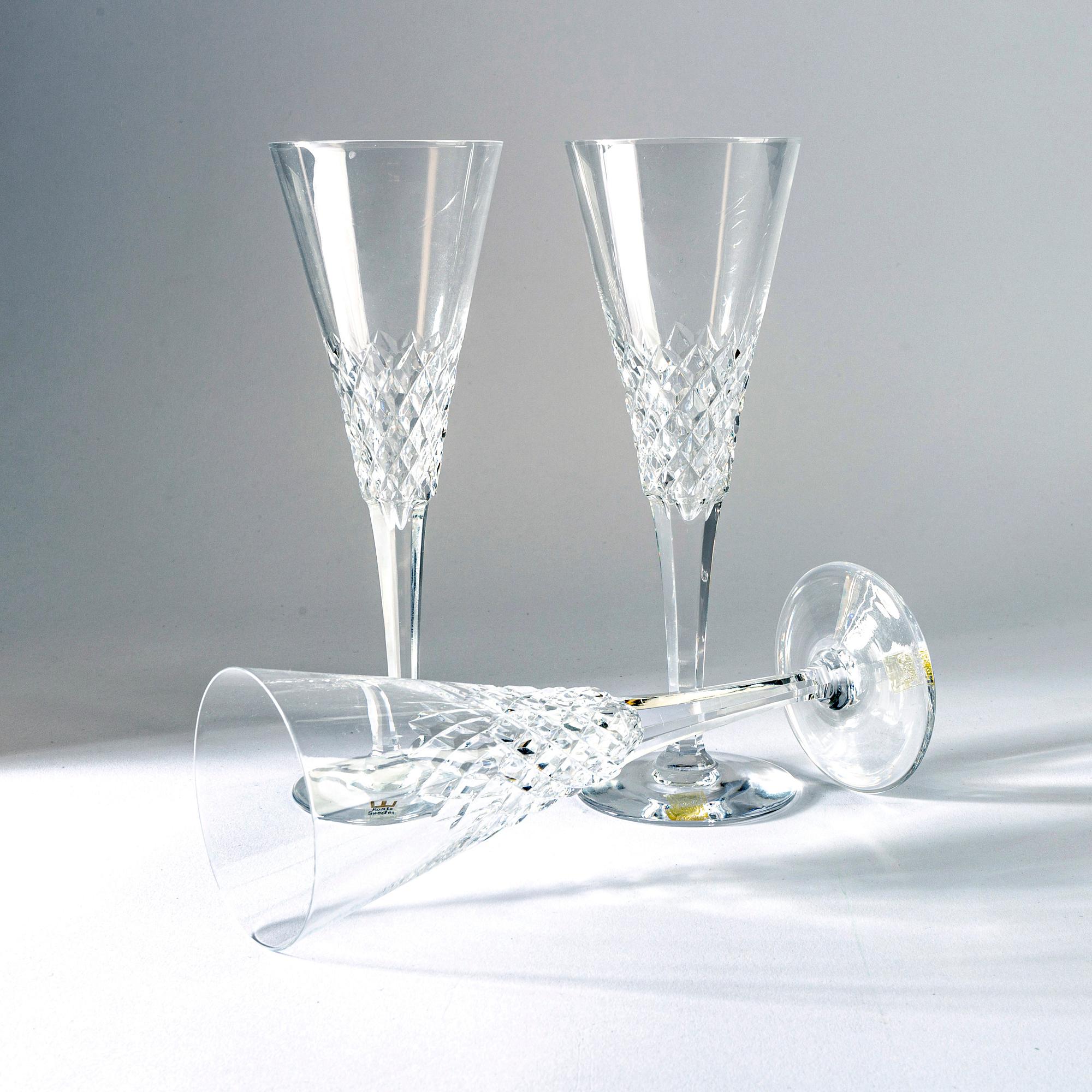 Vicke Lindstrand, champagneglas, 6 st, "Ambassadör", Kosta Boda.