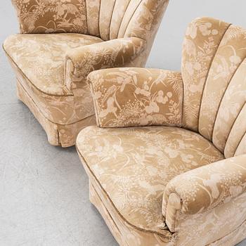 A pair of Swedish Modern easy chairs, 1940's.