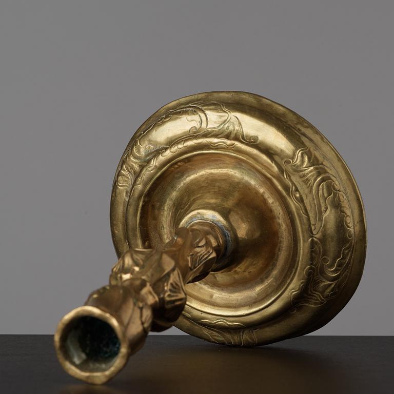 A Rococo candlestick by Anders Westerberg (privilege 1755, dead 1765, his widow continued till 1773).