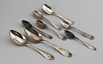 PARTI SILVERBESTICK, 8 delar, flertal olika mästare, bla Sven Pihlgren, Jönköping. 1804-1989.