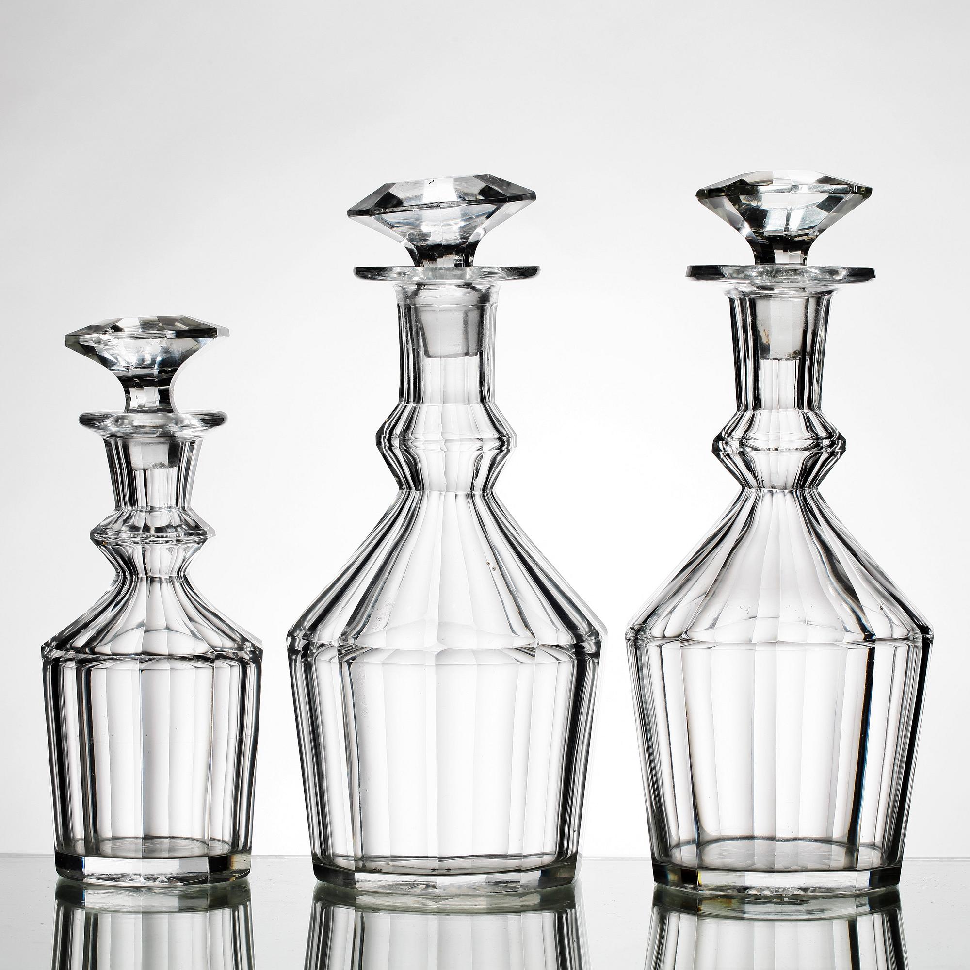 KARAFFER, 3 st, glas, 1800-tal.