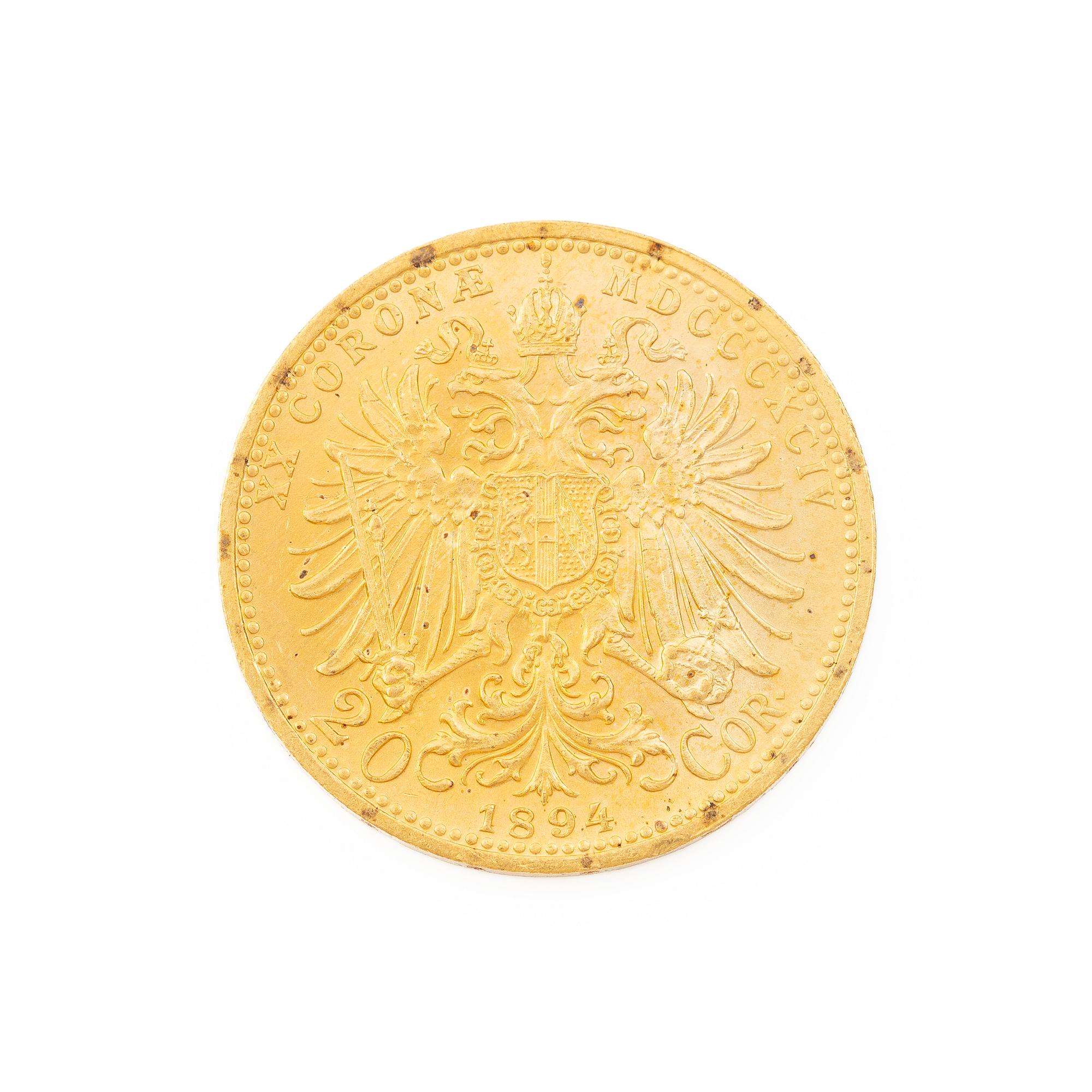 Guldmynt, Österrike-Ungern, 20 Corona, 1894.