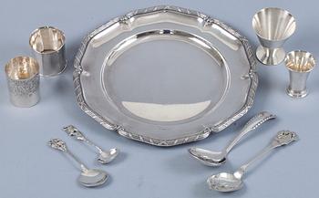 PARTI SILVER, bl a Wiwen Nilsson och George Jensen, 9 delar. Vikt tot ca 600 g.