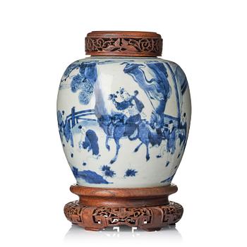 1161. A blue and white 'boys at play' jar, Qing dynasty, Kangxi (1662-1722).