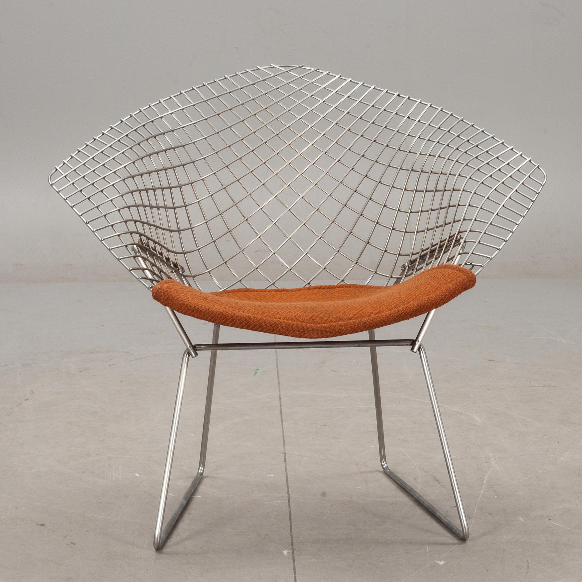 FÅTÖLJ, "Diamond chair", Harry Bertoia, Knoll, etikettmärkt, 1970/80-tal.