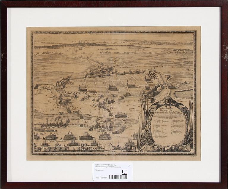 LITOGRAFIER, 3 st, 1800-talsavdrag av 1600-talsoriginal.