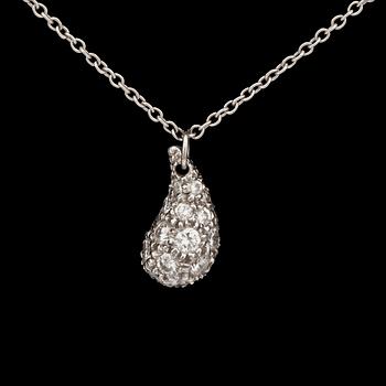 855. A "Teardrop" by Elsa Peretti for Tiffany & Co diamond necklace. Total carat weight circa 0.50 ct.
