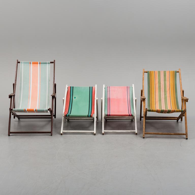 FOUR DECK CHAIRS, second half of the 20th century.