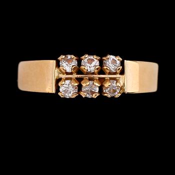RINGAR, 6 st, 18 k guld med olika stenar. Total vikt ca 6 gram.