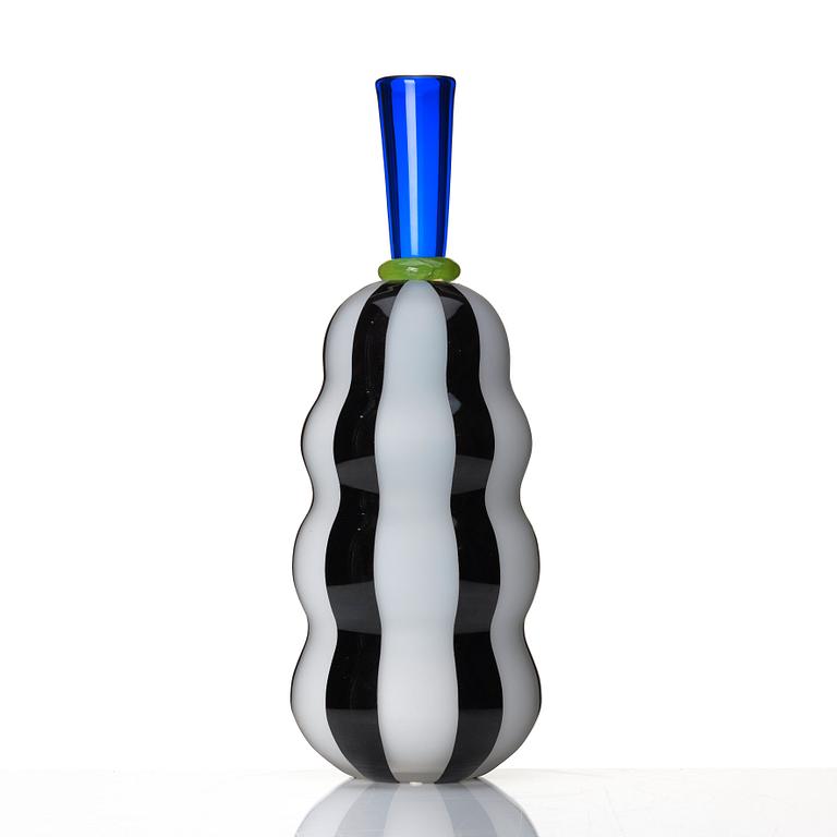 Gunnel Sahlin, a unique glass vase in two parts, Kosta Boda, Sweden, 1990s.