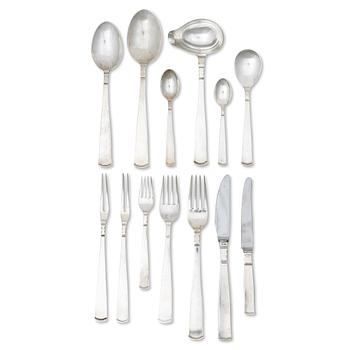 Jacob Ängman, A silver cutlery set, “Rosenholm”, GAB, Eskilstuna and Stockholm, some 1970 (58 pieces).