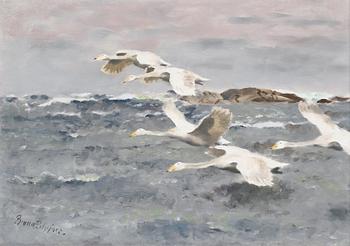 73. Bruno Liljefors, Flying Swans.