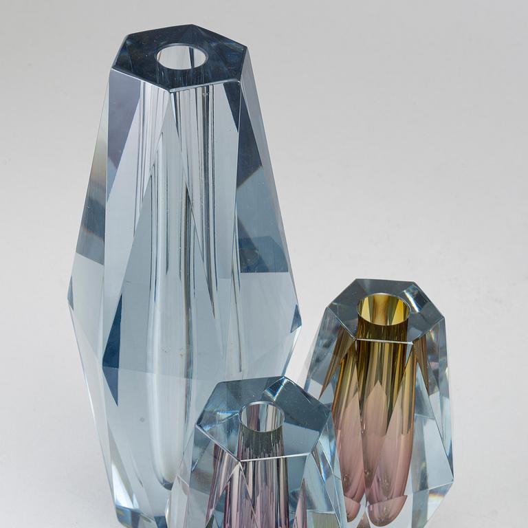 ASTA STRÖMBERG, five 'Diamant' glass vases from Strömbergshyttan, 1960's.