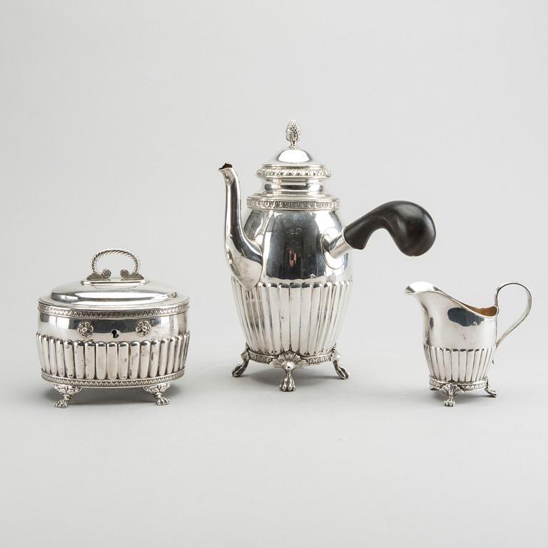 A SILVER COFFEE SET.