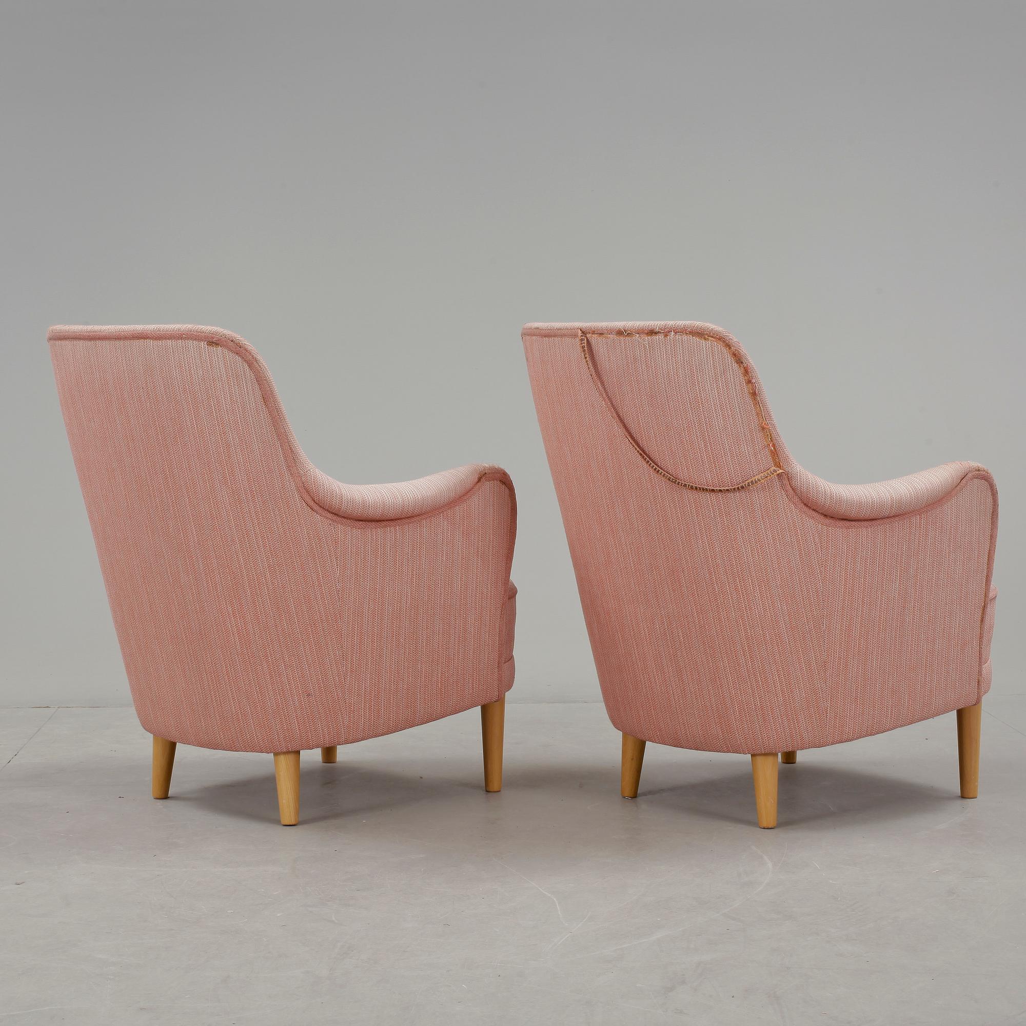 FÅTÖLJER, ett par, "Samsas", Carl Malmsten, OH Sjögren, Tranås, 1900-talets andra hälft.