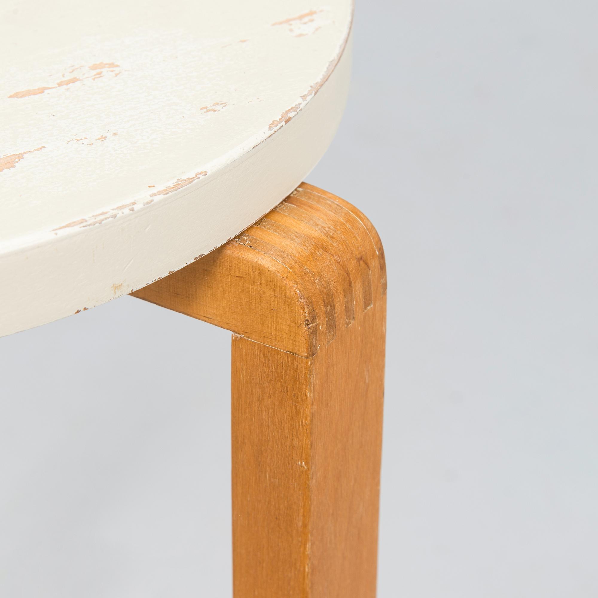 Alvar Aalto, A 1940s '60' stool for  O.Y. Huonekalu- ja Rakennustyötehdas A.B. Finland.