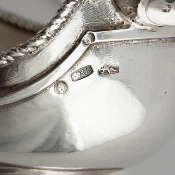 A Latvian silver kovsh, unidentified maker's mark, Latvia circa 1920-1939.