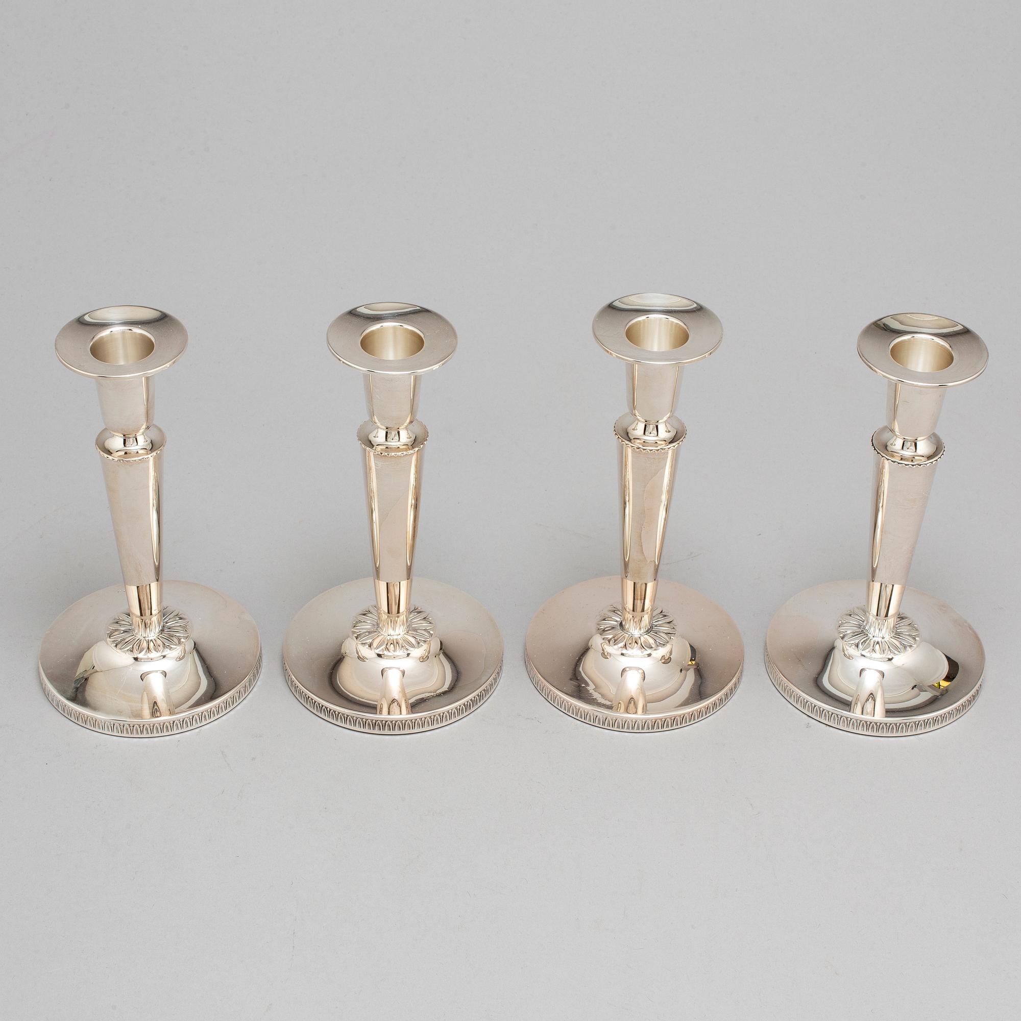 Four silver candle sticks, Göteborg, 1980's.