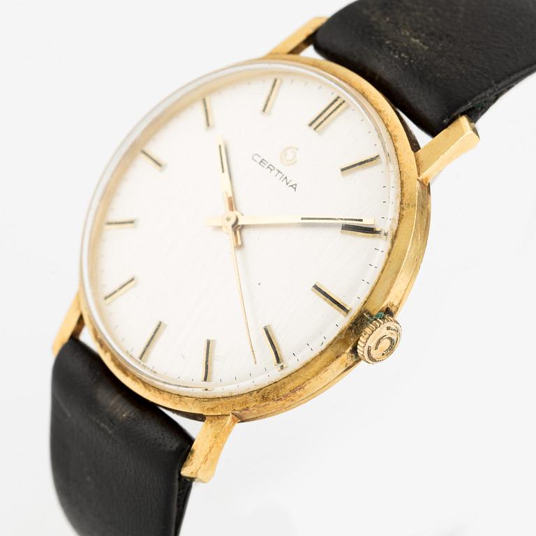 Certina, wristwatch, 18K gold, 34 mm.