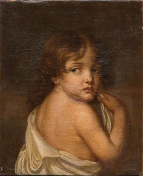 JEAN-BAPTISTE GREUZE, hans art, olja på duk, uppfodrad på duk, 1800-tal.