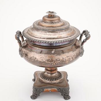 SAMOVAR, försilvrad koppar, sent 1800-tal.