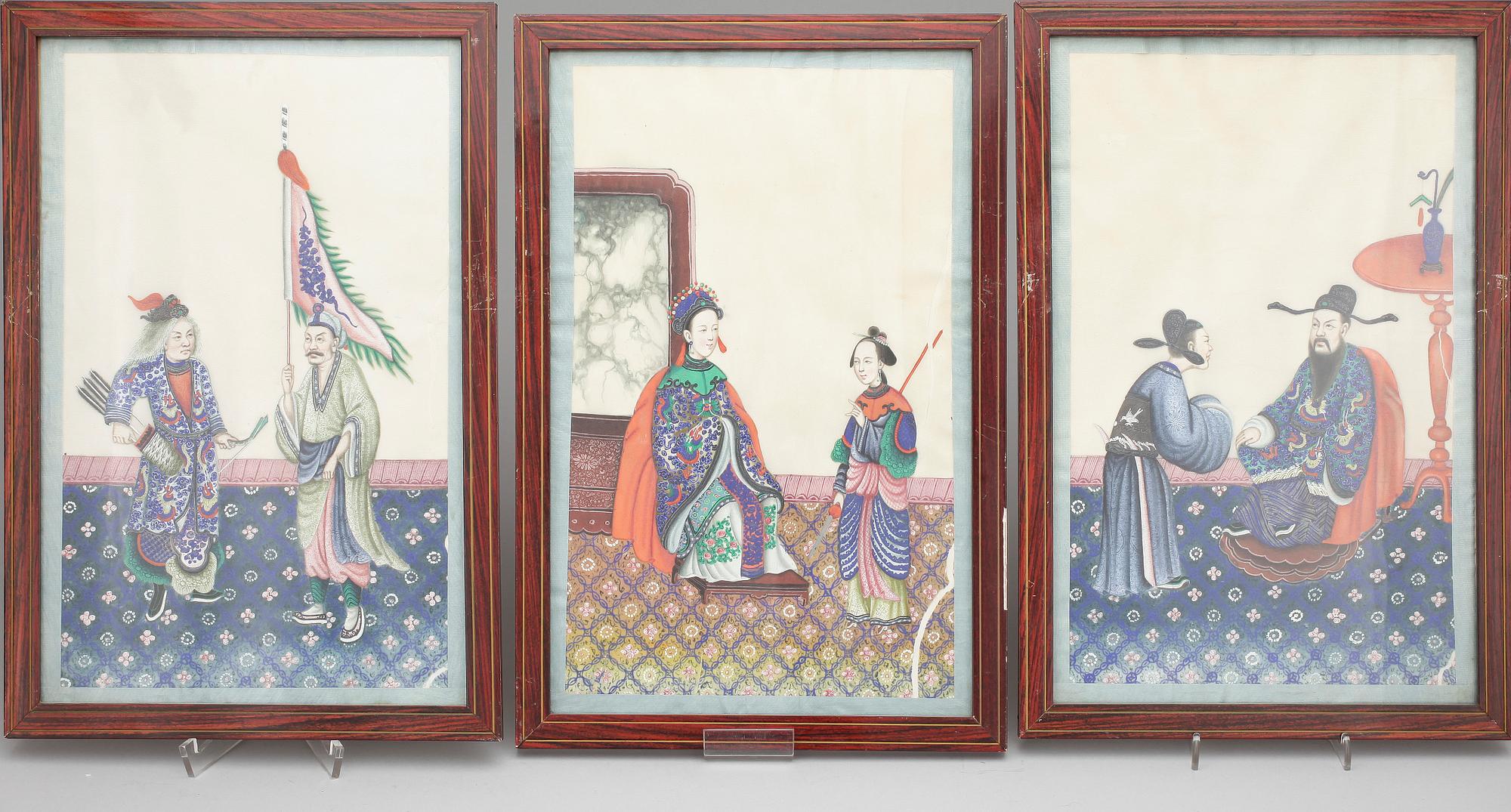 SIDENMÅLNINGAR, 6 st. Kina, 1800/1900-tal.