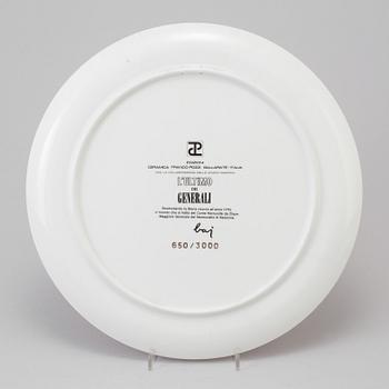 An Enrico Baj porcelain plate with garter and medals, "L'Ultimo dei Generali", Ceramica Franco Pozzi, numbered 650/3000.