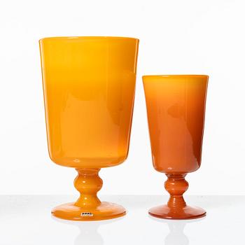 Erik Höglund, a set of nine glass vessels, Boda.