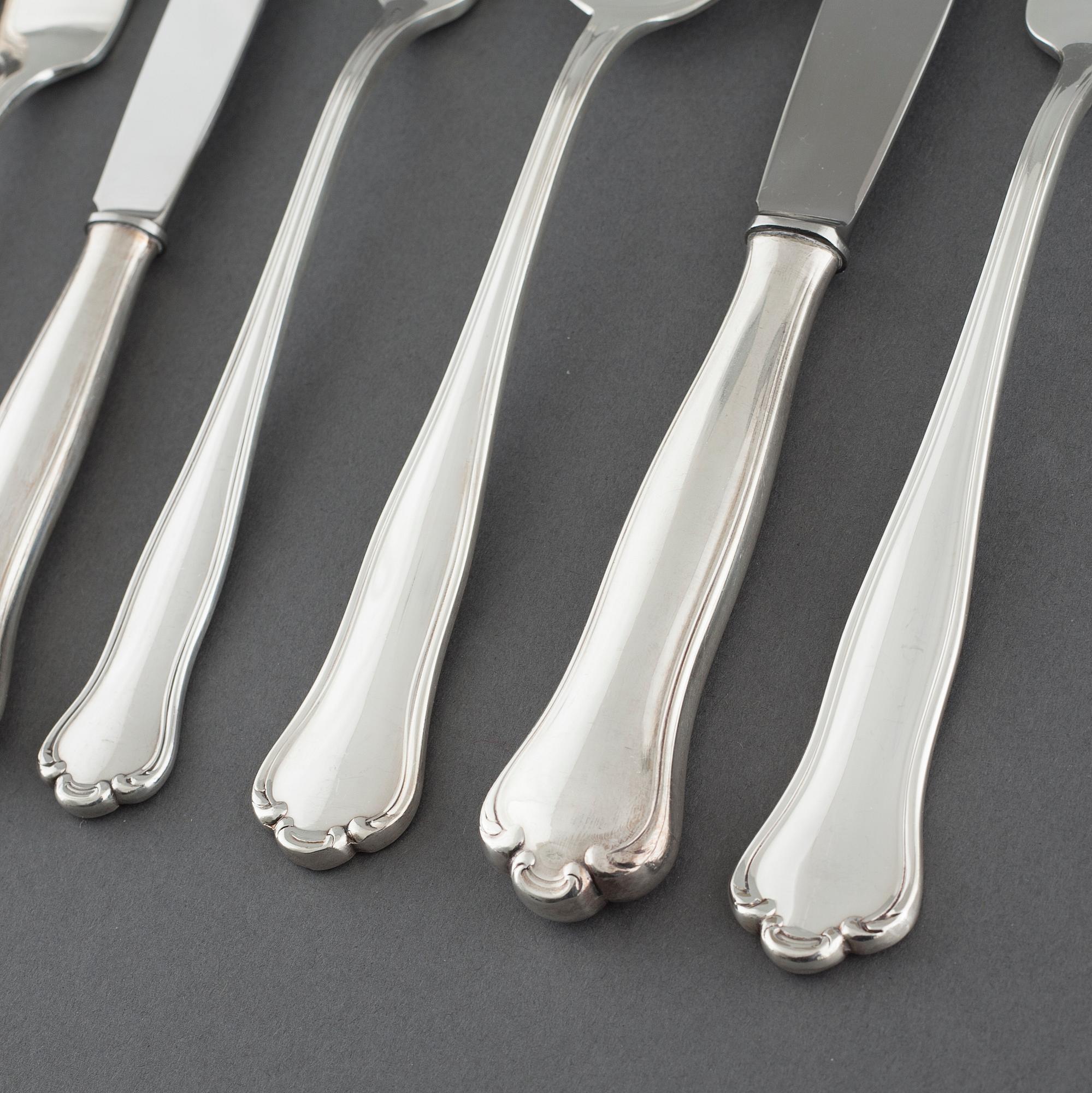 94 pieces of table "Kungsholm" flatware in EPNS, second half of the 20th century.