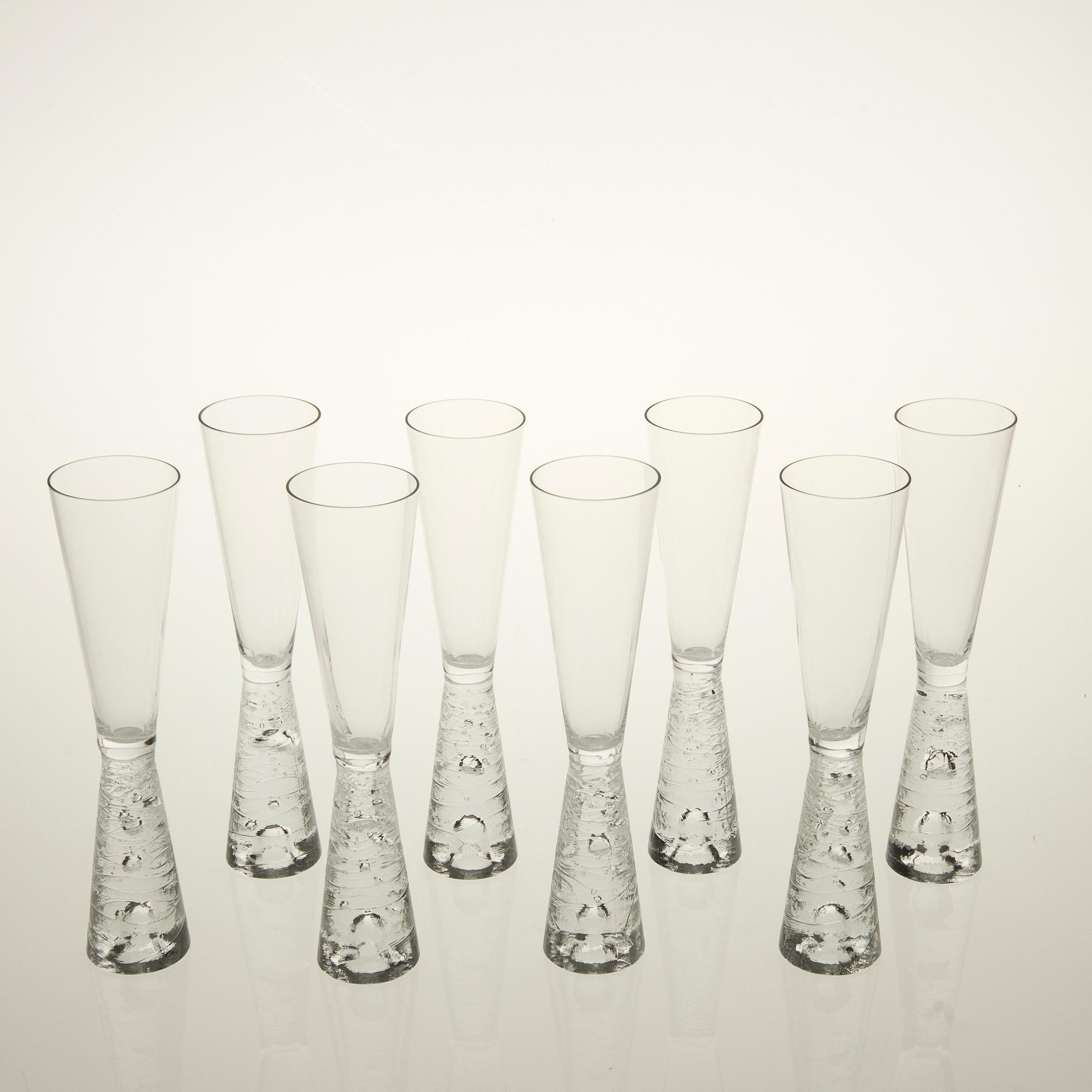 CHAMPAGNEGLAS, 8 st, "Arkipelago" Timo Sarpaneva, Iittala 1980-1993.