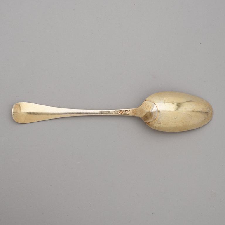 A Swedish 18th century silver-gilt serving spoon, mark of Arvid Floberg 1783.