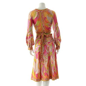 EMILIO PUCCI, a two-piece printed cotton dress consisting of jacket and skirt.