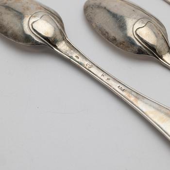 Teaspoons, 6 pcs, silver, 1780s.