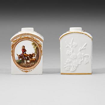 Two Meissen tea caddies, 18th Century.