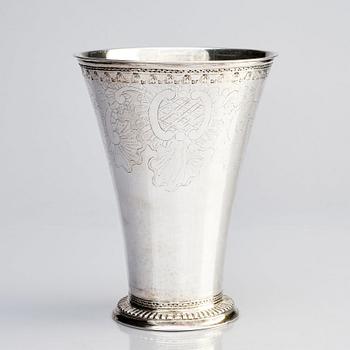 A Swedish 18th century parcel-gilt silver beaker, mark of Carl Fahlberg, Uppsala 1771.