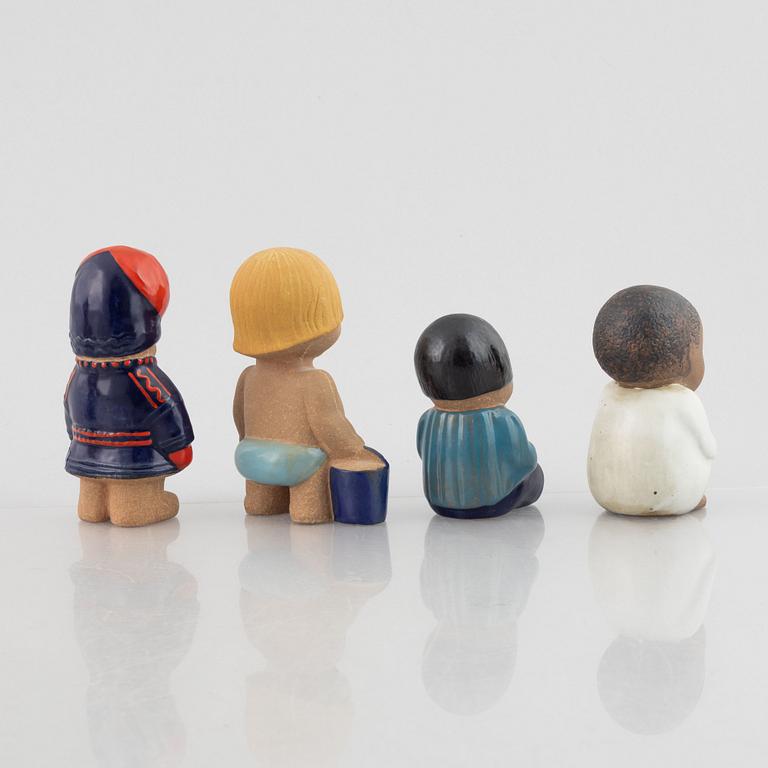 Lisa Larson, figuriner, 8 st, stengods, Gustavsberg, ur serien "All världens barn".