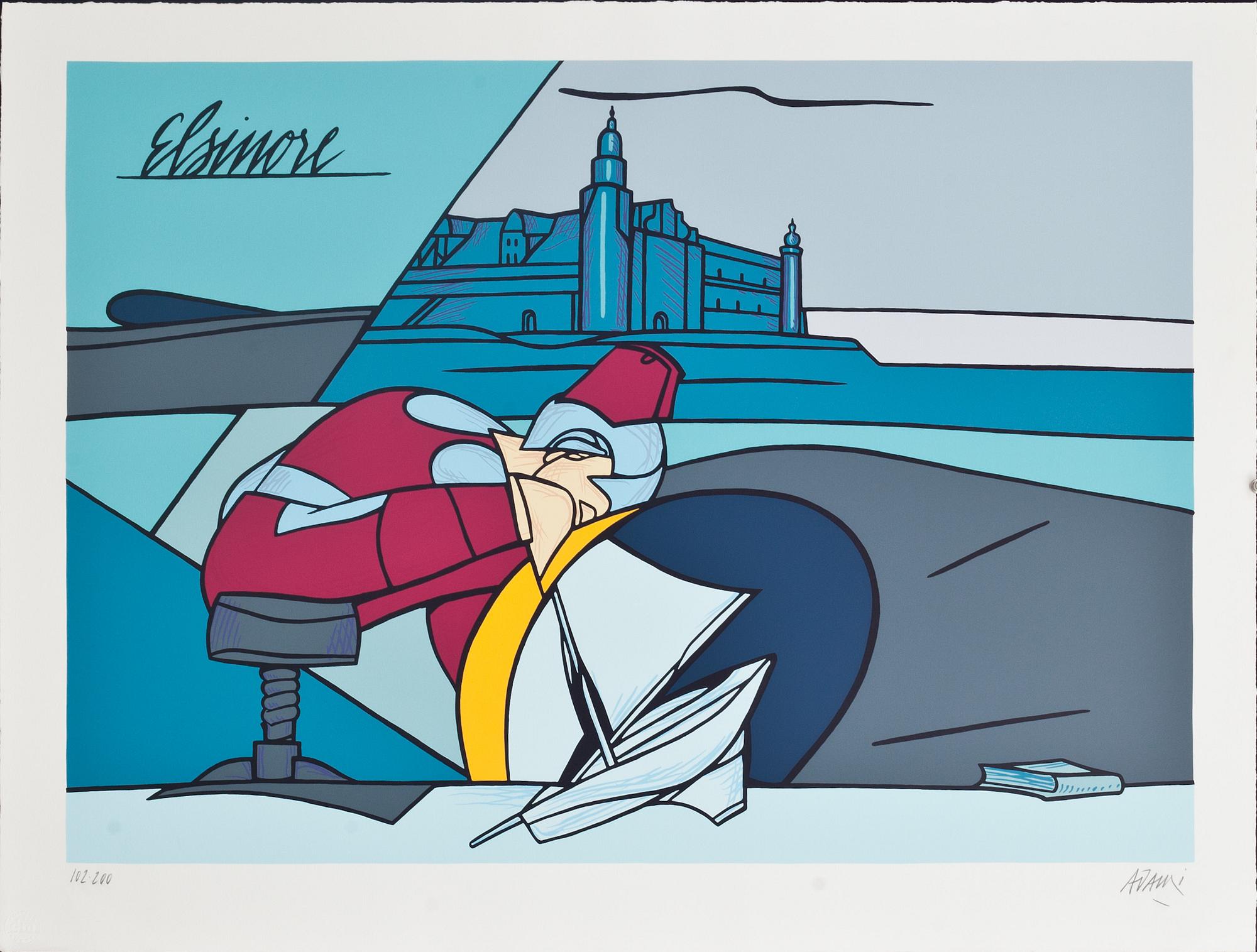 VALERIO ADAMI, färgserigrafi, signerad och numrerad 102/200.