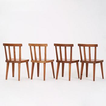 Axel Einar Hjorth, a set of four pine 'Utö' chairs, Nordiska Kompaniet, Sweden 1930s.