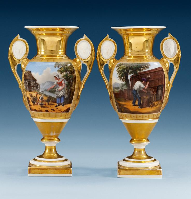 A pair of Empire vases, French/German.