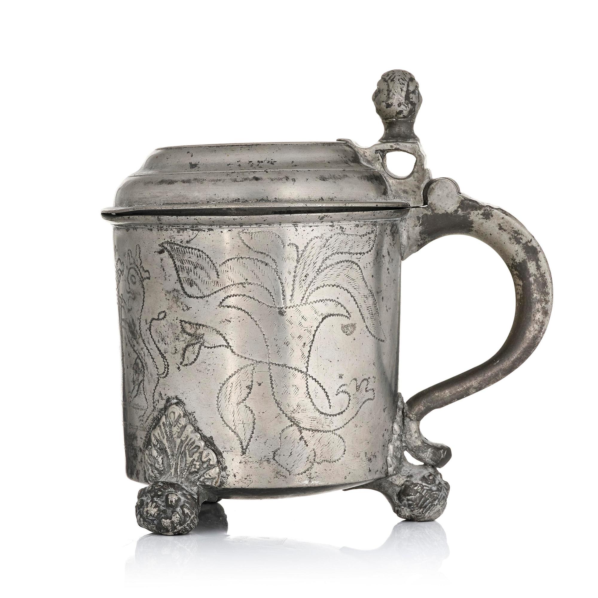 A pewter tankard by G. Östling, Vimmerby 1777.